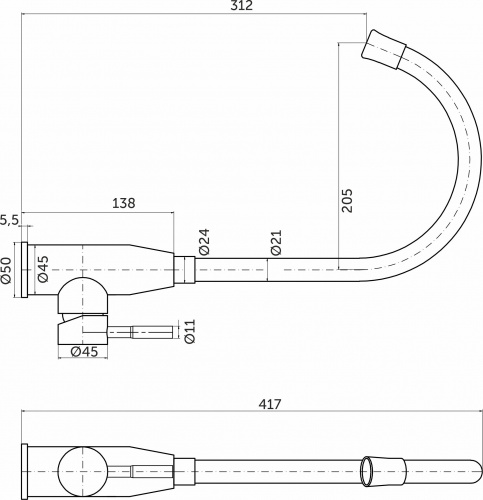 Смеситель для кухни однорычажный гибкий, HDС-8104, черный, AKS_2