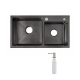 Мойка н/сталь, прямоугольная двухчашевая, 780*430мм, черный, универсальная (3,2мм)_preview_1