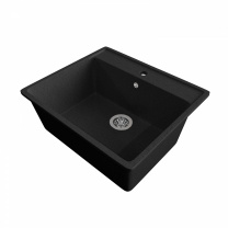 Мойка каменная, прямоугольная одночашевая, GS-21,565*505мм, черный, врезная, Gamma Stone