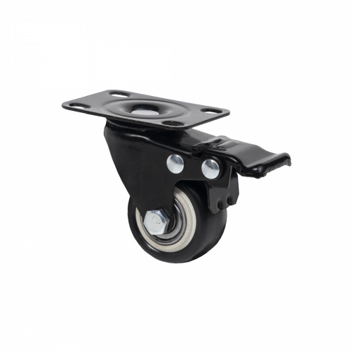 Колесо меб. DIAMOND d40 h62 с площадкой с торм., черный AKS_1