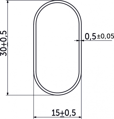 Труба овальная L- 3000 мм (0,5мм) (30х15), / (вес 0,81кг) хром AKS_2
