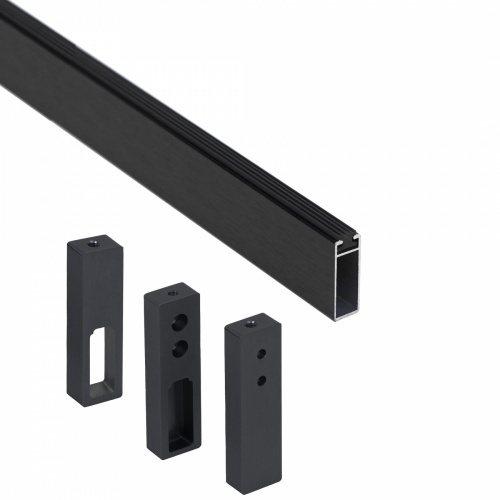 Штанга гардеробная прямоуг. FAME L-1000 с проходным и концевыми держателями, черный браш AKS_1