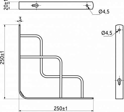 Полкодержатель мет. QUADRO 250*250*20*3, черный AKS_2