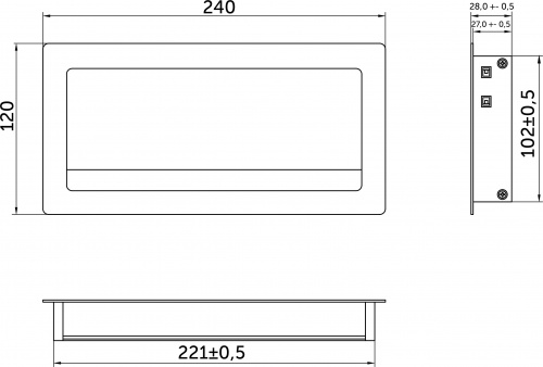 Пропуск кабельный металл 240х120мм брашированное серебро AKS_2