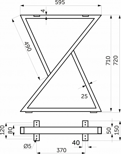 Подстолье TIME h720, черный (1 компл. = 2 шт.) AKS_2