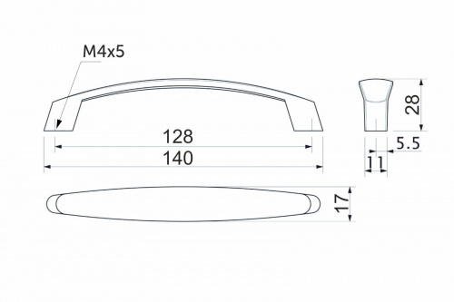 Ручка меб. скоба мет. UN17 128 хром, AKS_2