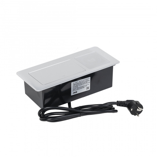 Выдвижной удлинитель Nova 5, 2 розетки, USB A + C, беспроводная зарядка, алюминий, AKS_3