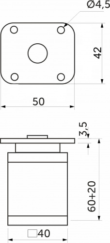 Опора меб. алюм. DAKP-27 h60 с регул. шлифованная сталь AKS_2