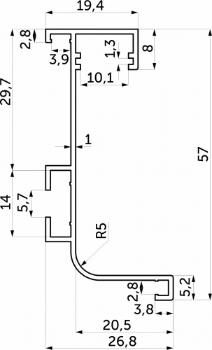 Профиль алюм. GOLA L-образный, 5.5м, LED, серебро AKS_2