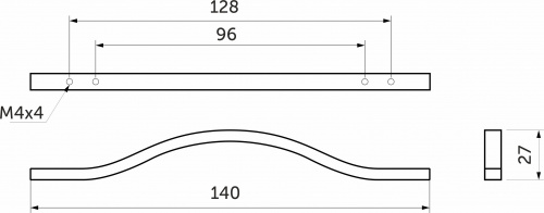 Ручка меб. скоба мет. WAVE 96 черный AKS_2
