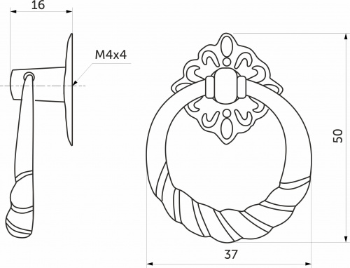 Ручка меб. кнопка мет. K130-G4 старое золото, AKS_2