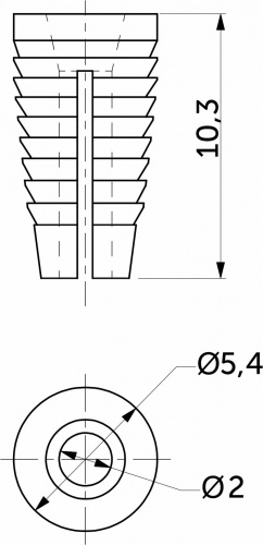 Втулка под саморез на полосе 5*10, пластик, белая (уп/1тыс.шт) AKS_2