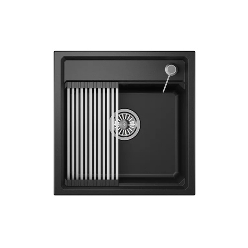 Мойка кварц, прямоугольная, KS-5002, 500*510мм, черный металлик, на столешницу, Granula_1