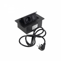 Выдвижной удлинитель Nova 4, 1 розетка, 2xUSB, черный, AKS фотография