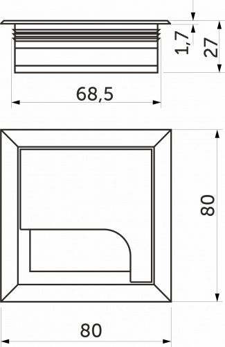 Пропуск кабельный металл 80х80мм черный AKS_2