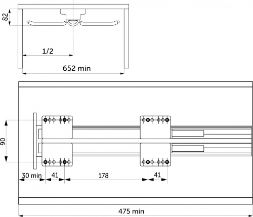 Выдвижная вешалка для брюк BRUNO крепл.верх./двойная 642*470*82, графит PRIME by AKS_2