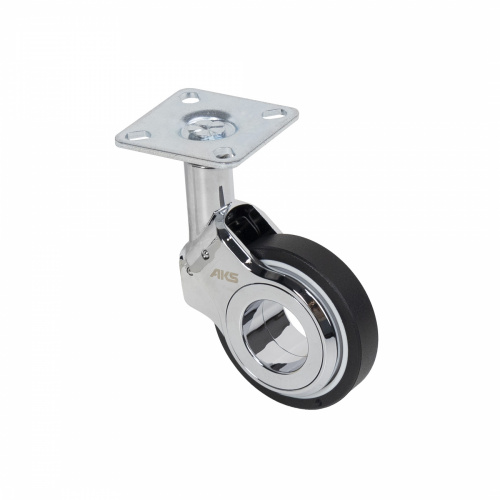 Колесо меб. GALAXY d60 h94 с площадкой, хром/черный AKS_1
