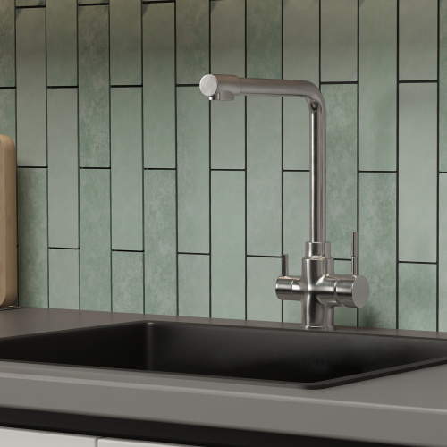 Мойка н/сталь, прямоугольная одночашевая, 570*460мм, черный, универсальная, AKS (3,2мм)_7