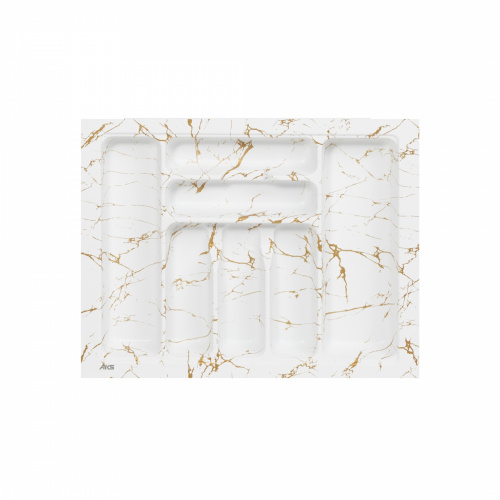 Лоток для столовых приборов 600 MARBLE 540*430, бело-золотой мрамор AKS_1
