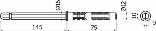 Полкодержатель мет. врезной 10*145 AKS_2
