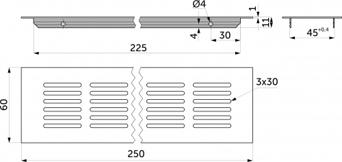 Решетка вентиляционная 250х60мм черная алюминий AKS_2