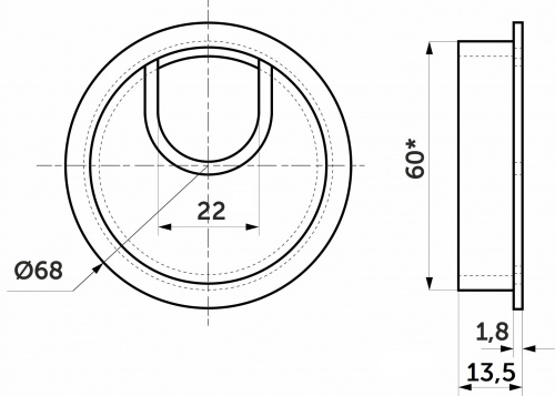 Пропуск кабельный металл D60мм черный AKS_2