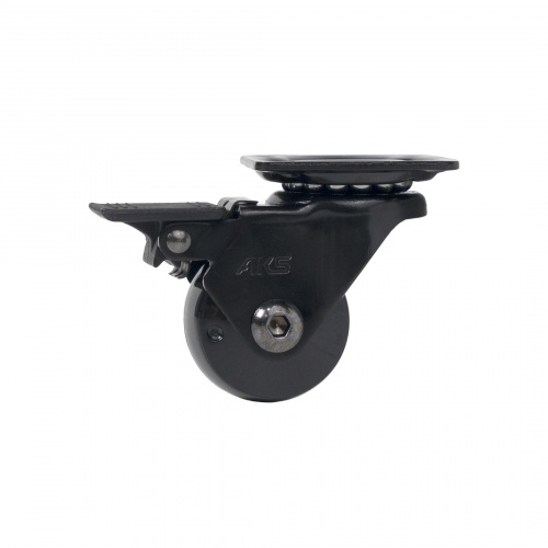 Колесо меб. ORION d35 h50 с площадкой с торм., черный AKS_3