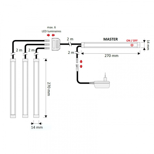 Светильник светодиодный Polarus Micro Master, накладной, 12VDC, 3,4W, L-270mm, холодный белый 6000К, HLT_4