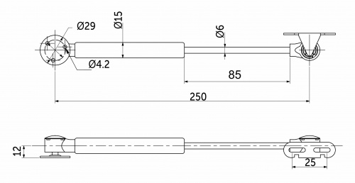 Подъемник газовый верхний 100N белый AKS_2