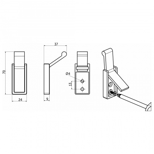Крючок меб. однорожковый мет. KLICK белый AKS_5