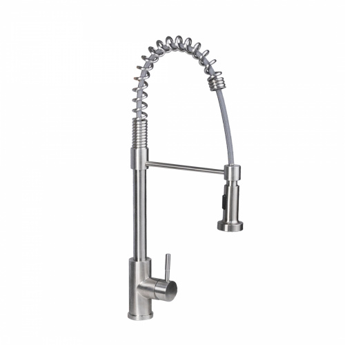 Смеситель для кухни однорычажный со съемным гибким шлангом, HDF-8111, сатин, AKS_1