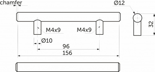 Ручка меб. релинговая 96/156 сталь сатин AKS_2
