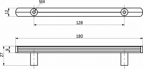 Ручка меб. скоба алюм. GAME 128 графит, AKS_2