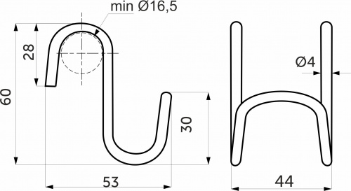 Крючок на трубу d16 двойной хром AKS_2