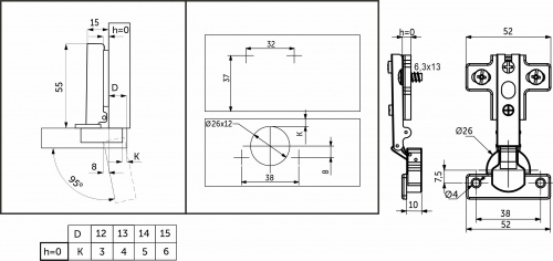 Петля мини накладная с пружиной 38мм h0 slide-on AKS (еврошурупы)_2