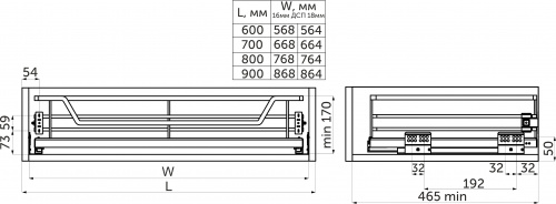 Выдвижная корзина 600 FOCUS, графит PRIME by AKS_2