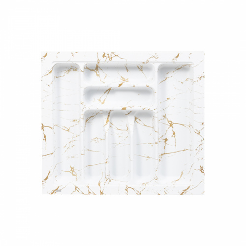 Лоток для столовых приборов 600 MARBLE 540*485, бело-золотой мрамор AKS_1