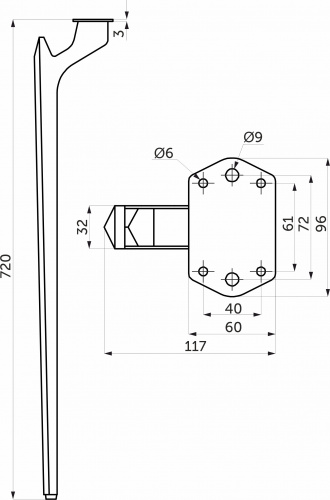 Опора меб. BOND h720, черный муар (1 упак. = 4 шт.) AKS_2