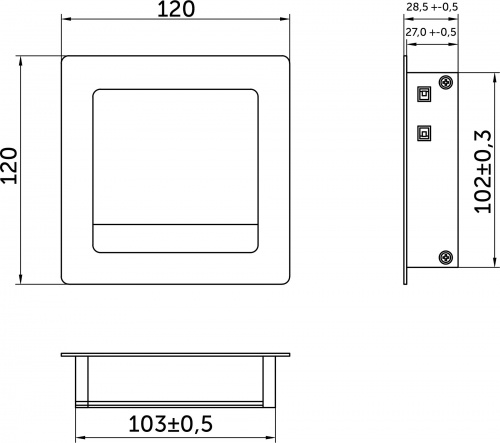 Пропуск кабельный металл 120х120мм брашированное серебро AKS_2
