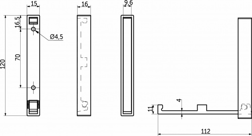 Крючок меб. однорожковый мет. STEP хром матовый AKS_2