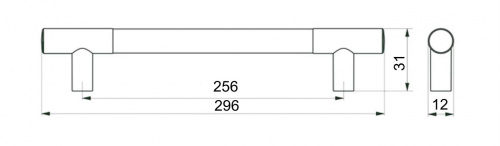 Ручка меб. скоба пластик. PS15/C15 256 хром+металлик AKS_2