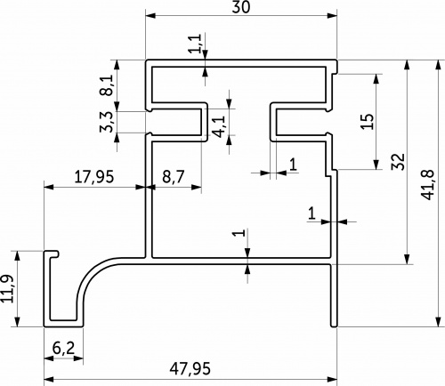 Профиль алюм. GOLA-18 вертикальный боковой 5,4 м матовое золото AKS_2
