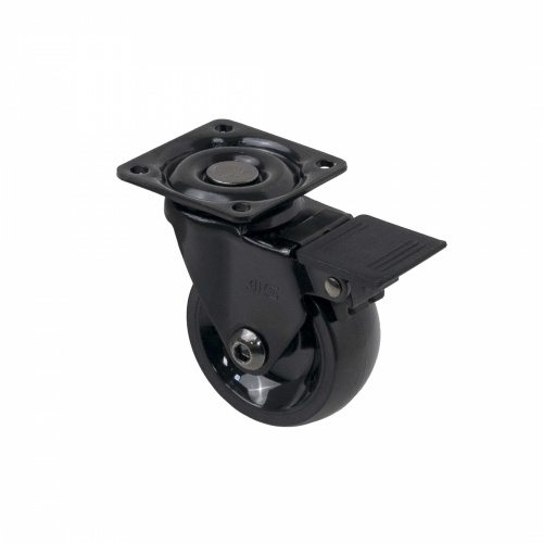 Колесо меб. ORION d50 h64 с площадкой с торм., черный AKS_1