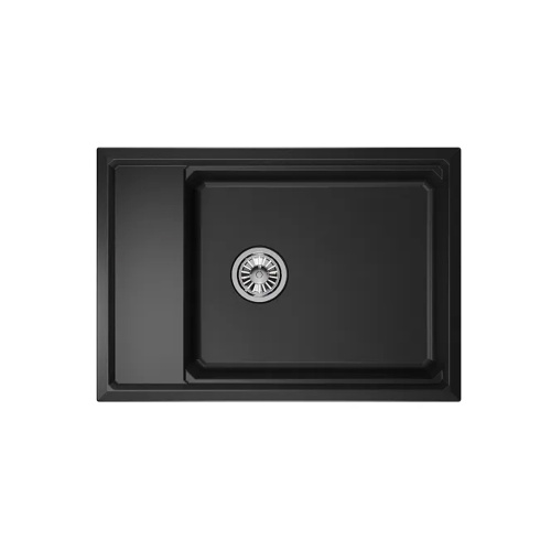 Мойка кварц, прямоугольная одночашевая, KS-7305, 730*510мм, черный металлик, на столешницу, Granula_3