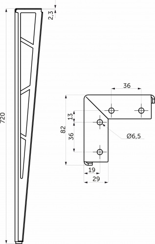 Опора меб. TECHNO h720, черный муар (1 упак. = 4 шт.) AKS_2