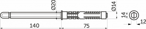Полкодержатель мет. врезной 14*140 AKS_2