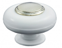 Ручка меб. кнопка пластик. PATREX №20, белый/золото AKS