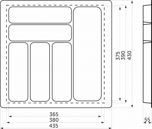 Лоток для столовых приборов 500 BASIC 435*430, белый AKS_2