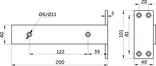 Полкодержатель мет. MAST 200*100*40*5 белый AKS_2