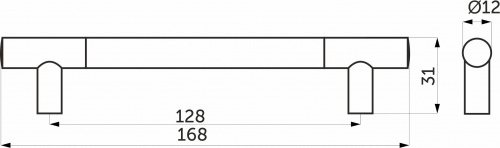 Ручка меб. скоба пластик. PS15/C15 128 хром+металлик AKS_2
